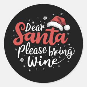 Lieve Kerstman Breng Alsjeblieft Wijn Kerst Drinke Ronde Sticker