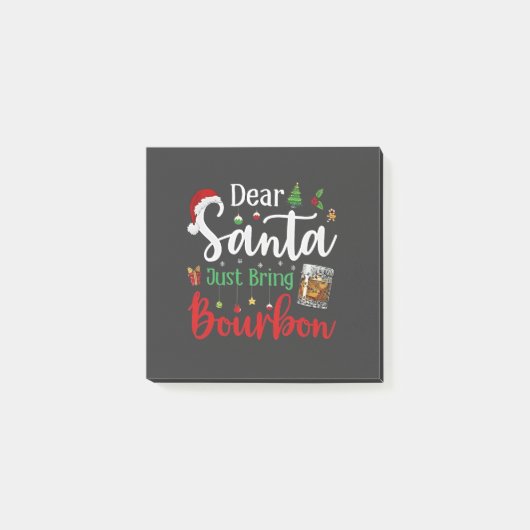 Lieve Kerstman, breng gewoon Bourbon Drink kerst Post-it® Notes (Voorkant)