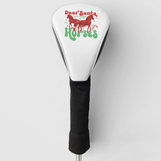 Lieve Kerstman Breng Gewoon de Paarden Leuk Kerstf Golfheadcover (Voorkant)