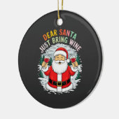 Lieve Kerstman, breng gewoon wijn grappig kerstcad Keramisch Ornament (Links)