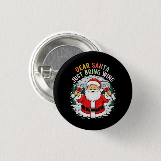 Lieve Kerstman, breng gewoon wijn grappig kerstcad Ronde Button 3,2 Cm (Voorkant /achterkant)