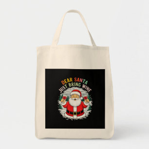 Lieve Kerstman, breng gewoon wijn grappig kerstcad Tote Bag