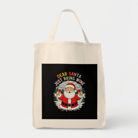Lieve Kerstman, breng gewoon wijn grappig kerstcad Tote Bag (Voorkant)