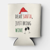 Lieve kerstman breng gewoon wijn grappige kerstcad blikjeskoeler (Voorkant)