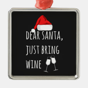Lieve kerstman, breng gewoon Wine Funny Kerstmis m Metalen Ornament