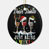 Lieve kerstman, breng Wine Kerstmis Pajama Costum Keramisch Ornament (Links)