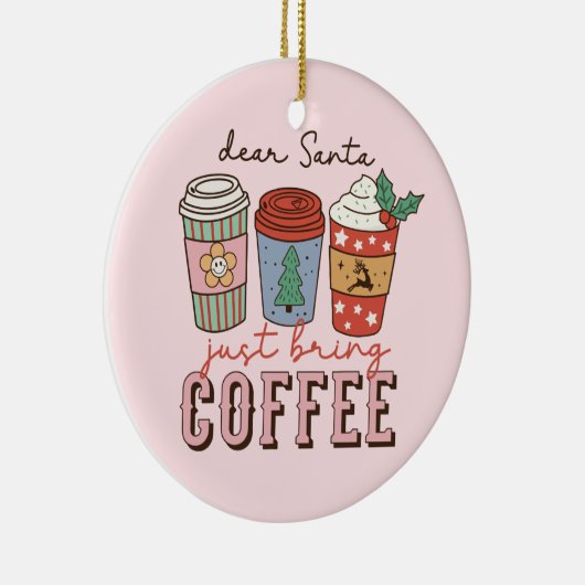 Lieve Kerstman | Christmas Coffee Latte Keramisch Ornament (Rechts)