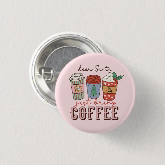 Lieve Kerstman | Christmas Coffee Latte Ronde Button 3,2 Cm (Voorkant /achterkant)
