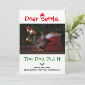 Lieve kerstman, de hond deed het grappige foto van feestdagenkaart (Staand voorkant)