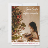 Lieve kerstman definiëren ondeugende grappige Kind Feestdagenkaart (Voorkant)