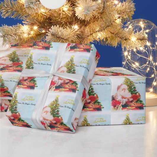 Lieve Kerstman Dennenboom Kerstmis Cadeaupapier (Feestdagen)