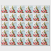Lieve Kerstman Dennenboom Kerstmis Cadeaupapier (Vlak)
