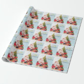 Lieve Kerstman Dennenboom Kerstmis Cadeaupapier (Uitgerold)