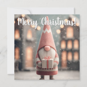 Lieve Kerstman die een cadeaudoos vasthoudt Feestdagenkaart