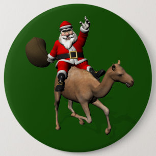 Lieve kerstman die een kamp bestuurt ronde button 6,0 cm