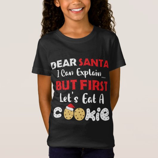 Lieve kerstman Eet een koekjes Grappige kerstkoekj T-shirt (Voorkant)