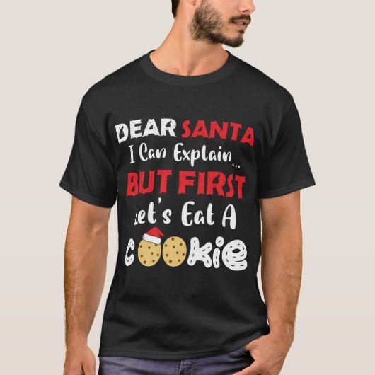 Lieve kerstman Eet een koekjes Grappige kerstkoekj T-shirt (Voorkant)