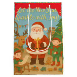 Lieve Kerstman & Elfen Nieuwjaarskaart Medium Cadeauzakje