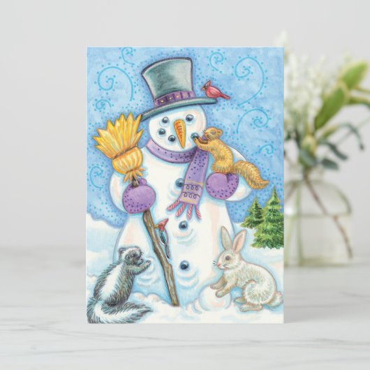 Lieve Kerstman en Dieren Uitnodiging (Staand voorkant)