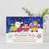 Lieve Kerstman en Elfentrein Kaart (Staand voorkant)