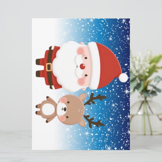 Lieve Kerstman en rendieren Feestdagenkaart (Staand voorkant)