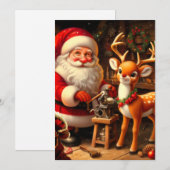 Lieve Kerstman en rendieren Feestdagenkaart (Voorkant / Achterkant)