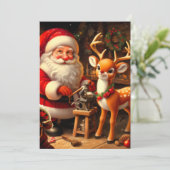 Lieve Kerstman en rendieren Feestdagenkaart (Staand voorkant)