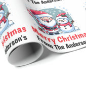 Lieve Kerstman en Sneeuwman Kerstmis Custom Cadeaupapier (Rol Hoek)