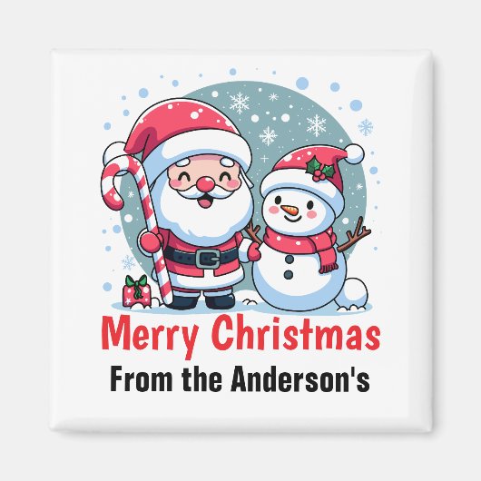 Lieve Kerstman en Sneeuwman Kerstmis Custom Magneet (Voorkant)
