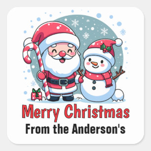 Lieve Kerstman en Sneeuwman Kerstmis Op Maat Vierkante Sticker