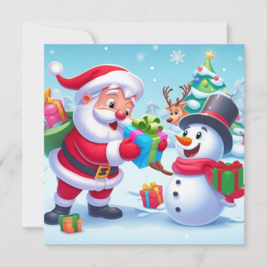 Lieve Kerstman en Sneeuwpop Feestdagenkaart (Voorkant)