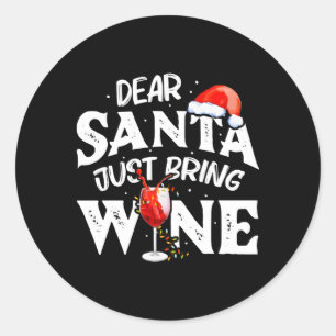 Lieve kerstman, geef wijn ronde sticker