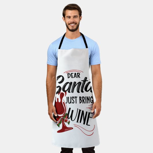 Lieve kerstman, geef wijn schort (Gedragen)