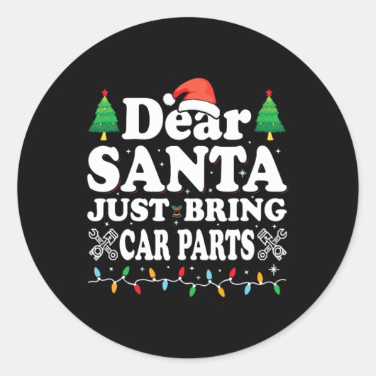 Lieve kerstman gewoon brengen auto-onderdelen leuk ronde sticker (Voorkant)