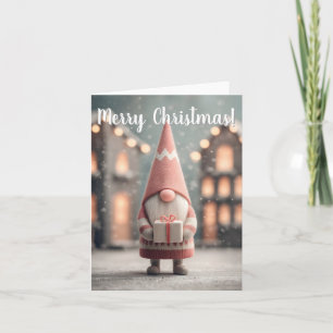 Lieve Kerstman Gnome met een cadeaudoos Feestdagen Kaart