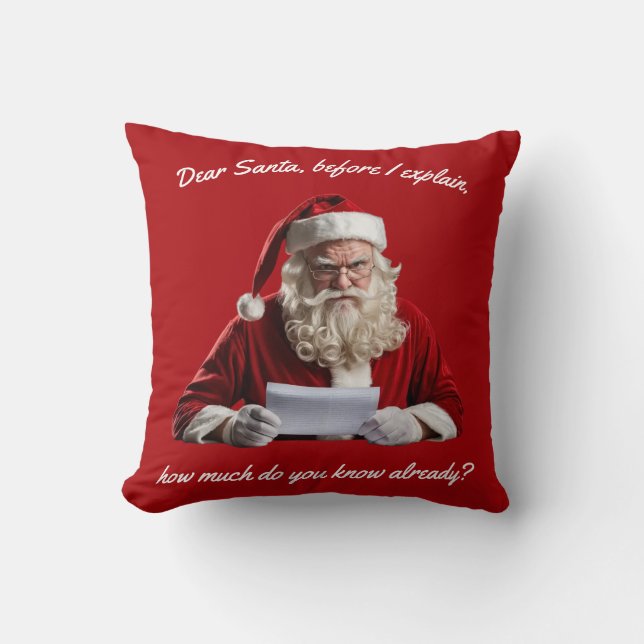Lieve Kerstman... Grappige kerstman, kerstvakantie Kussen (Voorkant)