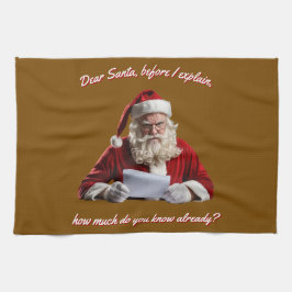 Lieve Kerstman... Grappige kerstman, kerstvakantie Theedoek