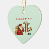 Lieve kerstman, het was de kat grappig kerst keramisch ornament (Links)