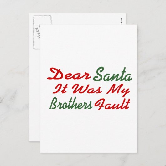 Lieve kerstman, het was mijn Brothers Fault Feestdagenkaart (Voorkant / Achterkant)