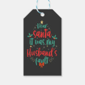 Lieve kerstman het was mijn man fout grappige kers cadeaulabel (Voorkant)