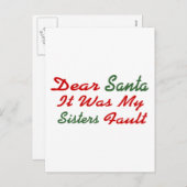 Lieve kerstman, het was mijn zusters Fault Feestdagenkaart (Voorkant / Achterkant)