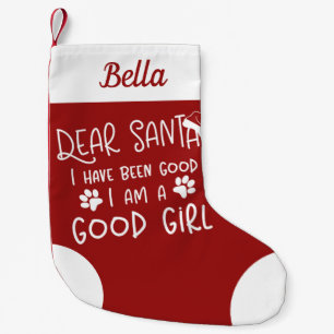 Lieve kerstman, ik ben een goede grappige hond. kleine kerstsok