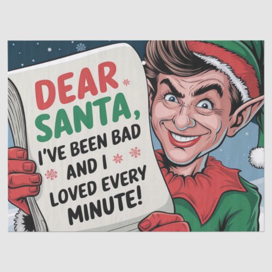 Lieve Kerstman, ik ben een slechte kerst elf leuk  Tissuepapier (Voorkant)