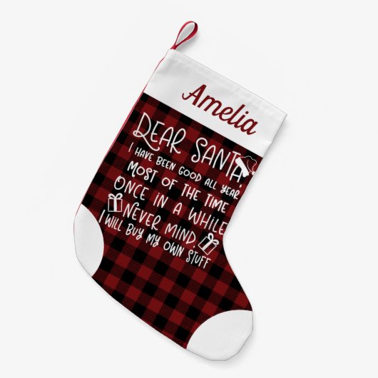 Lieve Kerstman, ik ben goed Schattige grappig gewe Kleine Kerstsok (Voorkant (Hangend))