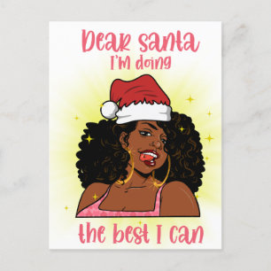 Lieve kerstman, ik doe mijn best om Melanin te vin Feestdagenkaart