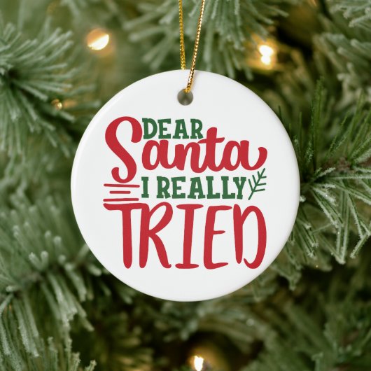 Lieve kerstman ik echt geprobeerd - personaliseren keramisch ornament (Boom)