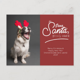 Lieve kerstman, ik heb echt geprobeerd foto feestdagenkaart