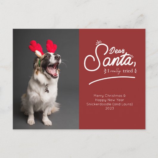 Lieve kerstman, ik heb echt geprobeerd foto feestdagenkaart (Voorkant)