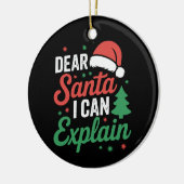 Lieve Kerstman, ik kan de kerstvakantie uitleggen Keramisch Ornament (Links)