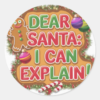 Lieve Kerstman, ik kan het ornament uitleggen Ronde Sticker